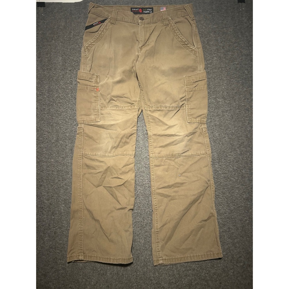 Ariat fr m5 straight leg jeans tan Fit 34X29 (tag 32X30) workwear mens